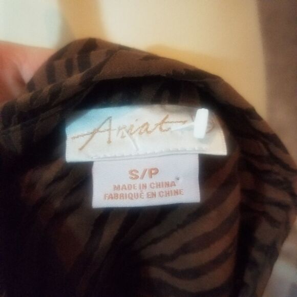 Ariat Brown Zebra Striped Sheer Pearl Snap Sz S - Picture 4 of 5